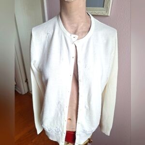 Emily Rose Button down Cardigan, embroidered and pearl beads